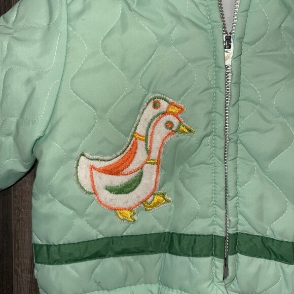 Vintage Quilted Goose Baby Jacket 12 Months Green - Picture 2 of 5